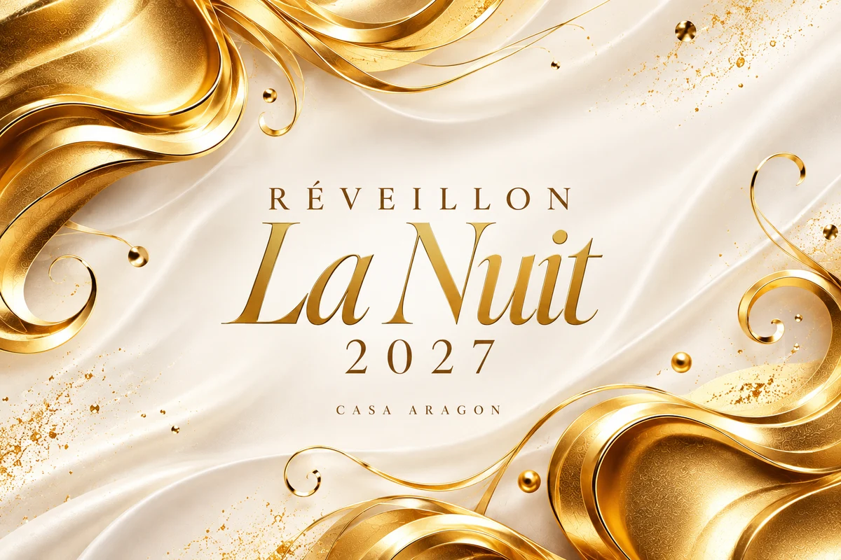 Réveillon La Nuit 2027 — Casa Aragon, arte dourada e marfim