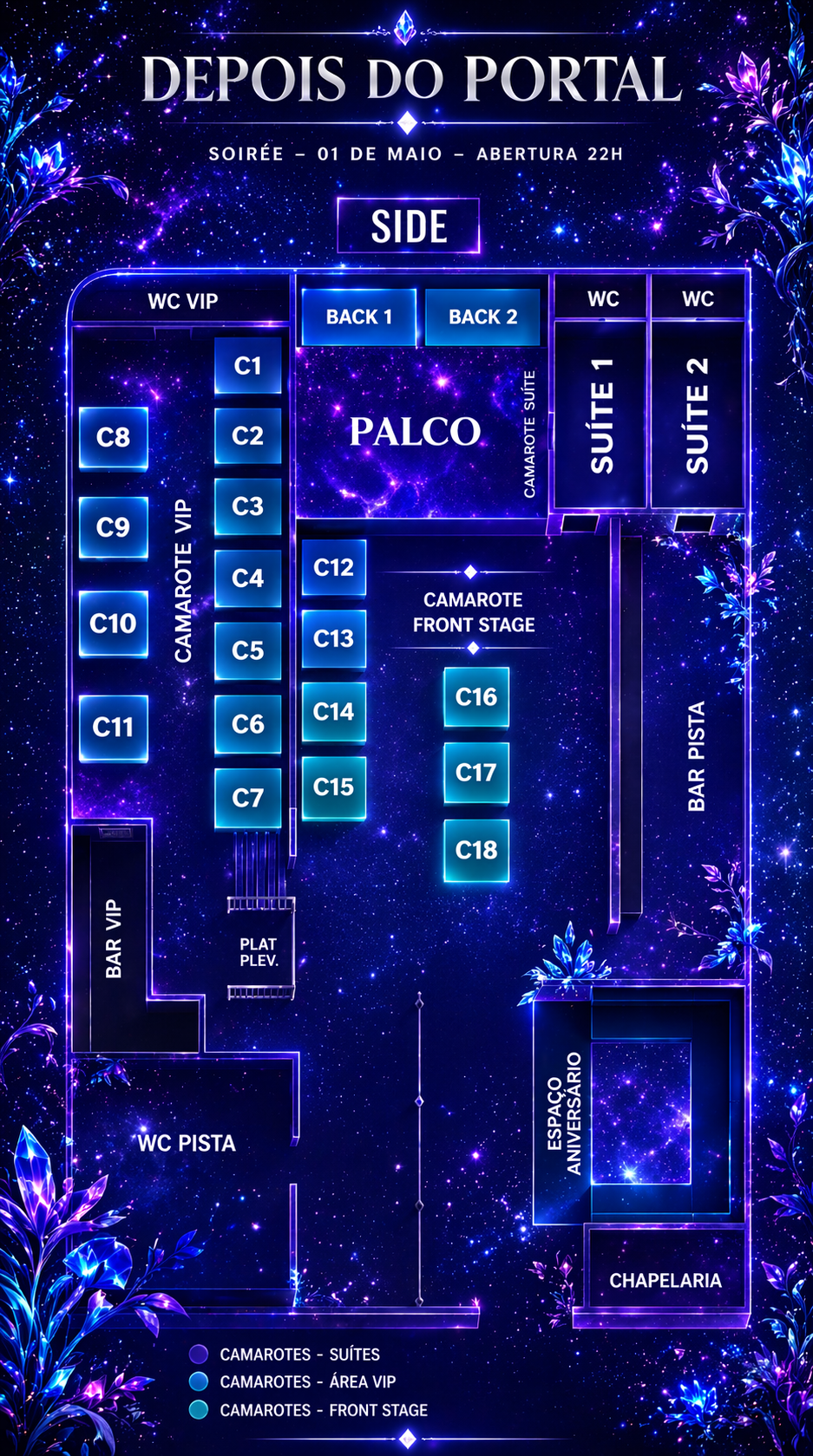 Mapa de Camarotes Depois do Portal