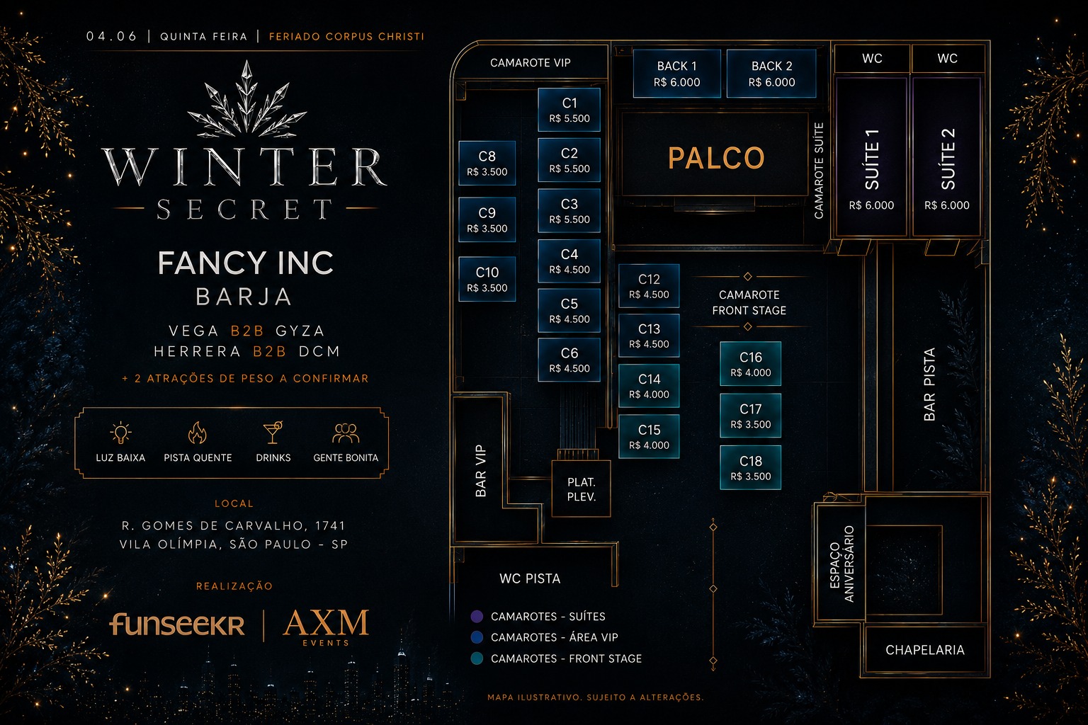 Mapa de camarotes Winter Secret